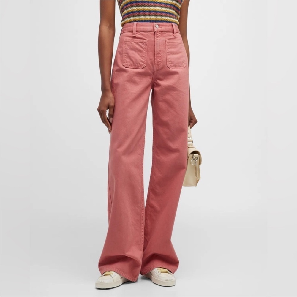 Veronica Beard Taylor relaxed wide leg cotton premium denim pink jeans pants 30